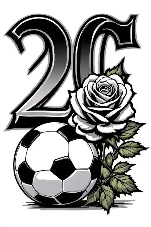 A Soccer Ball Next To The Number 20 And A Rose