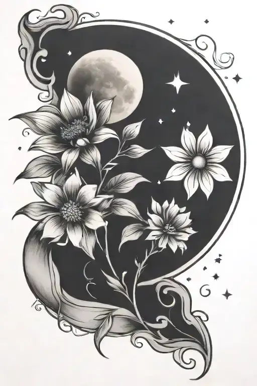 Basic Moon And Flower