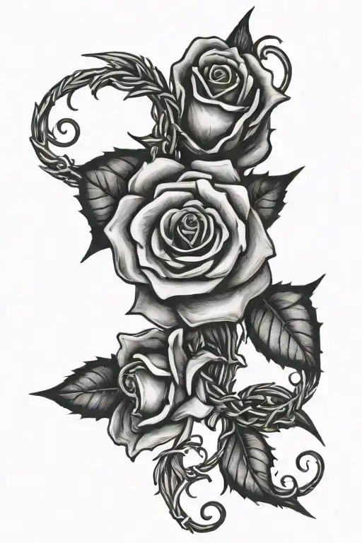 Rose Vines With Thorns Intertwined