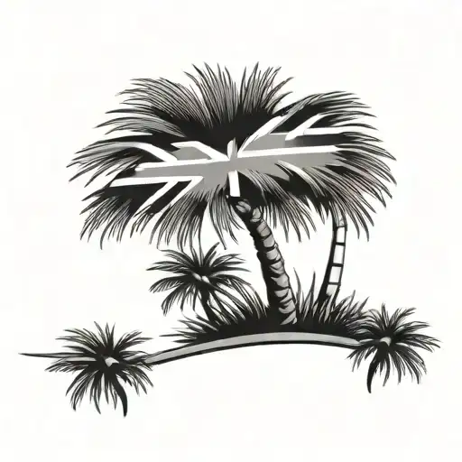 Palmetto Tree With England Flag In Background