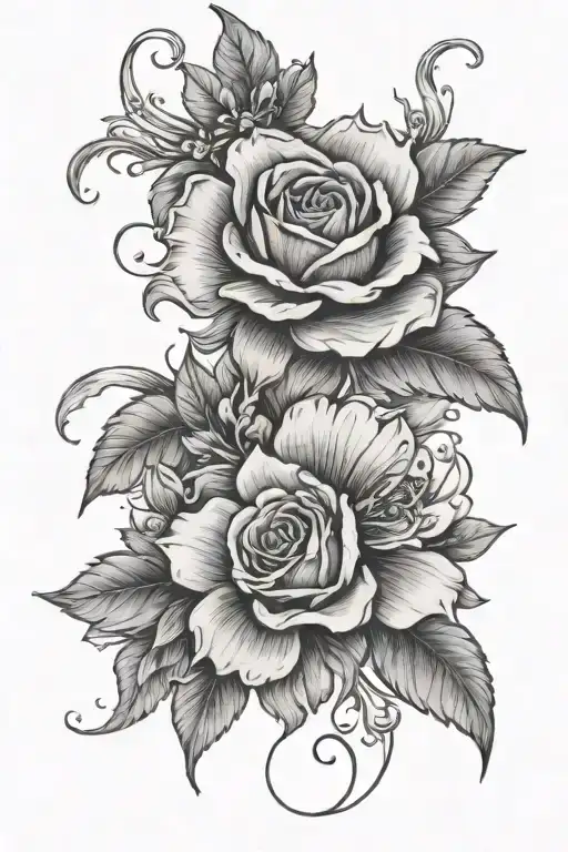 Script On Leg With Floral