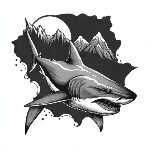 Shark With Mountains