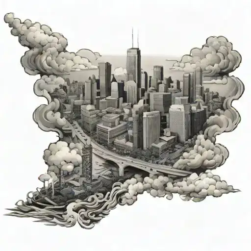 City Scape Of Baltimore With Clouds In The Background To Go On The Whole Chest