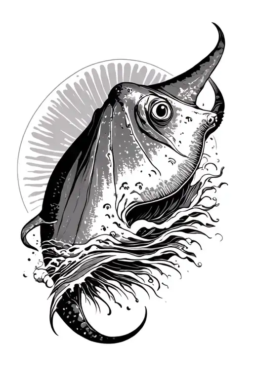 Sun Rising Stingray Ocean Waves