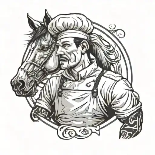 A Cool Chef With His Horse