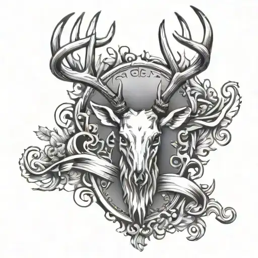 Deer Antlers With Blank Scroll