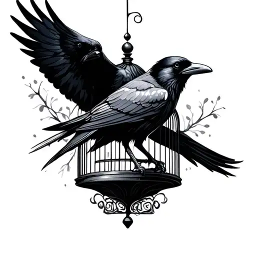 A Raven Leaving A Bird Cage