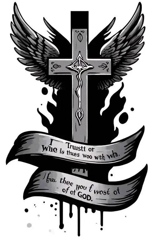 Orthodox Cross With Wings And Bible Verse About Trusting God