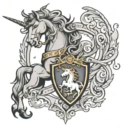 Scottish Clan Crest With Unicorn Surrounded