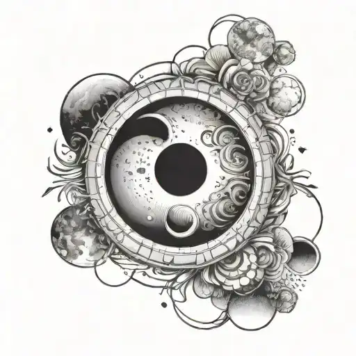 Moon Phases In A Line With Full Moon In The Middle