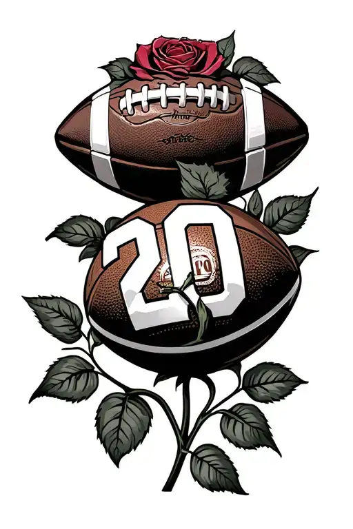 A Football And A Rose With The Number 20