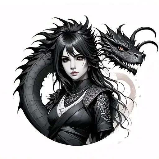 Shinobi Girl With Dragon