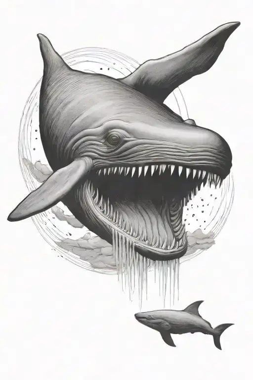 Sperm Whale Falling Nose First Several Miles Above The Surface Of An Alien Planet