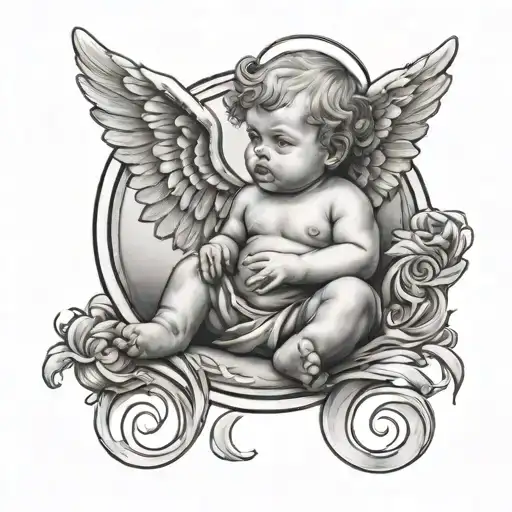Circular Baby Angel Sitting