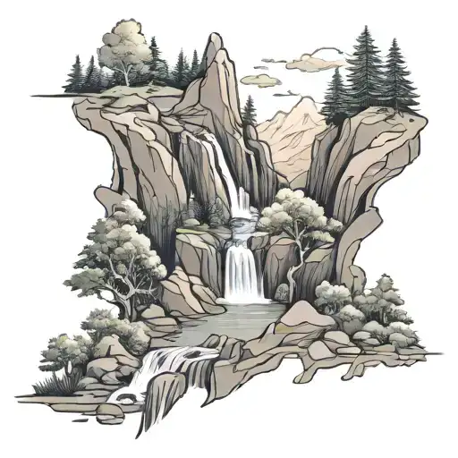 Mountain Trails Greenery Water Fall