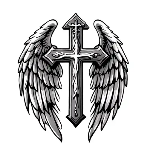 Vibrant Catholic Cross And Wings