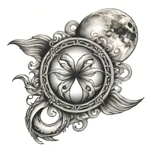 Cancer Zodiac Sign With Moon Merging Together
