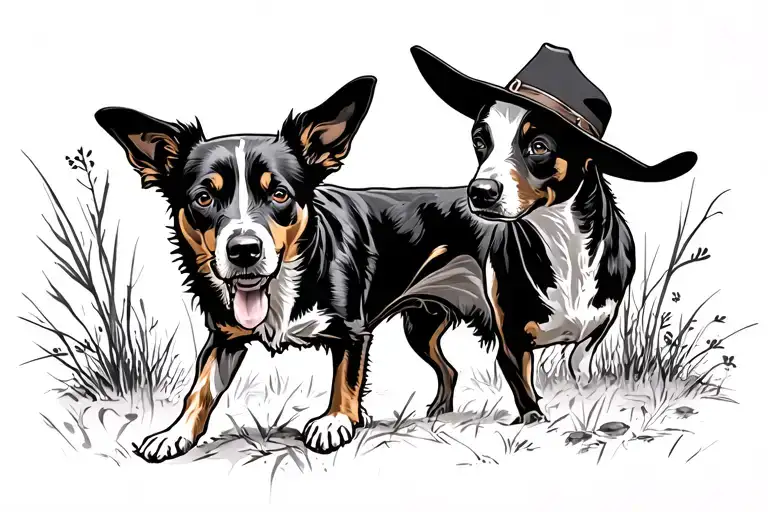 Cowboys Mustering Cattle Dog