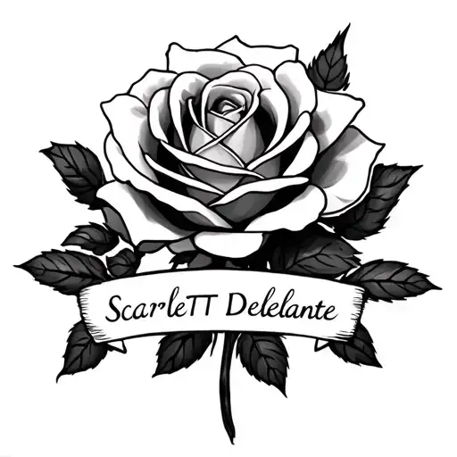 Rosas In The Background With The Name Scarlett Ddelante