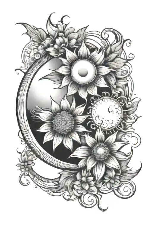 Flower And Moon And Sun