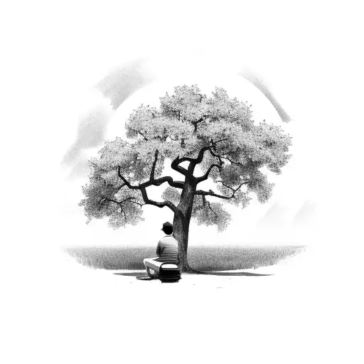 Man Sitting Under An Oak Tree