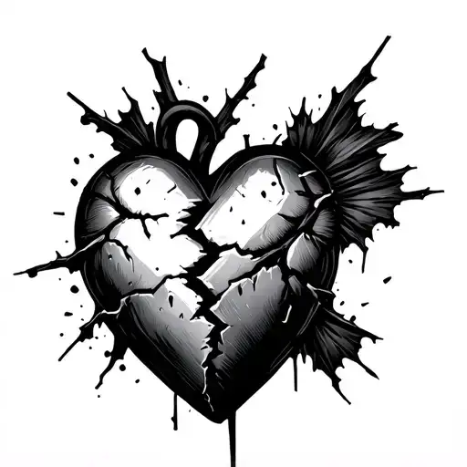 Broken Heart Half Is Normal But The Other Half Is Destroyed And Crumbling