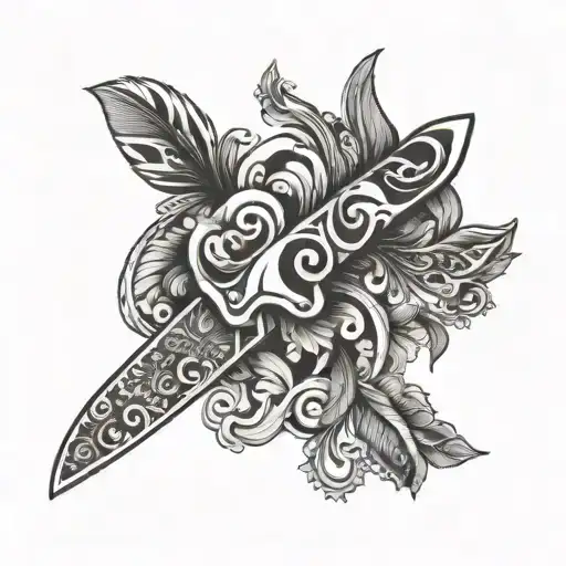 A Kitchen Knife With A Psychedelic Pattern Handle