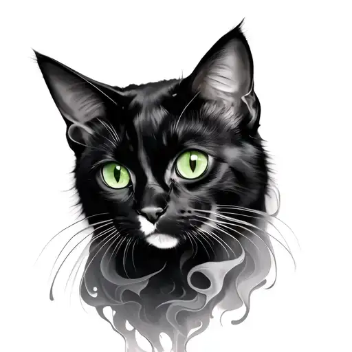 Smoky Black Cat With Green Eyes