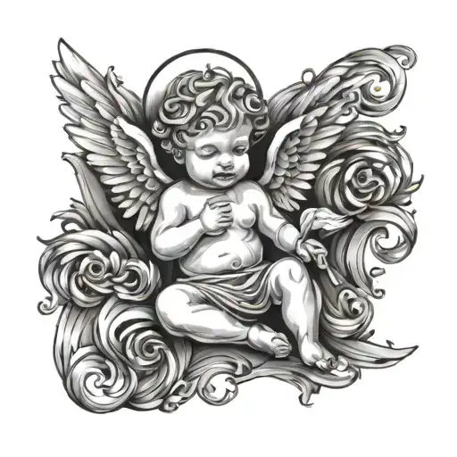 Baby Angel Tattoo Abstract Representation