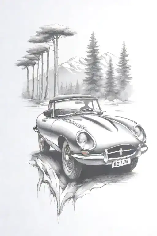 E Type Car Mountian Road Background