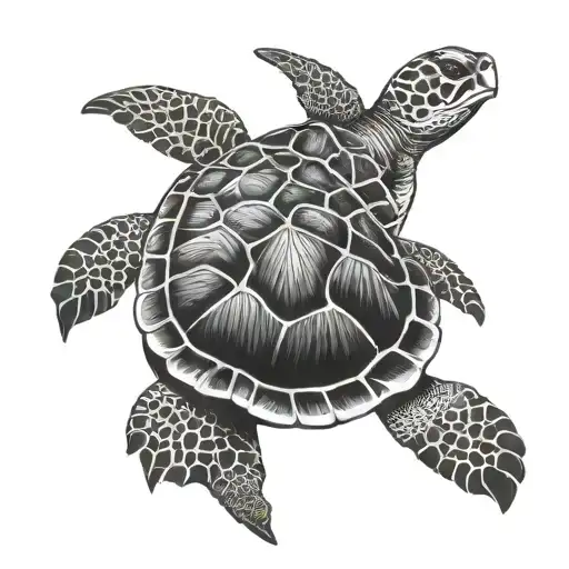 Sea Turtle And Woman