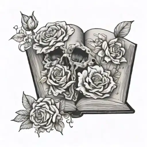 Book Open With Brain And Flowers