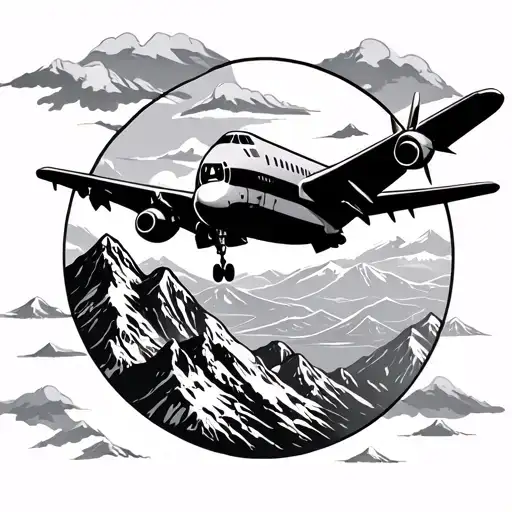 Mountain And Airplane Flying