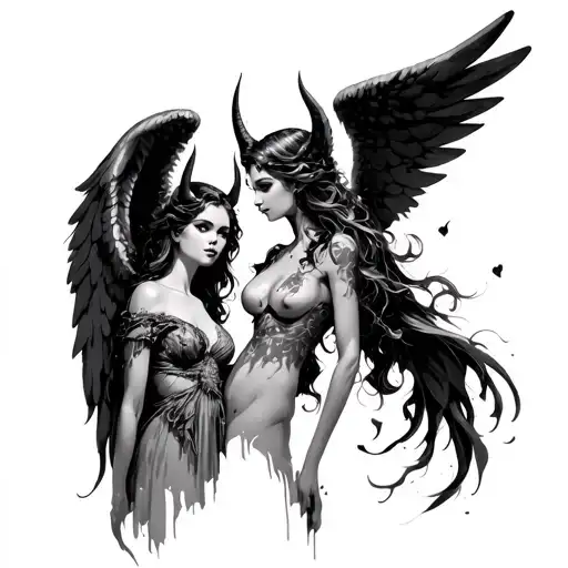 A Female Angel And Women Devil