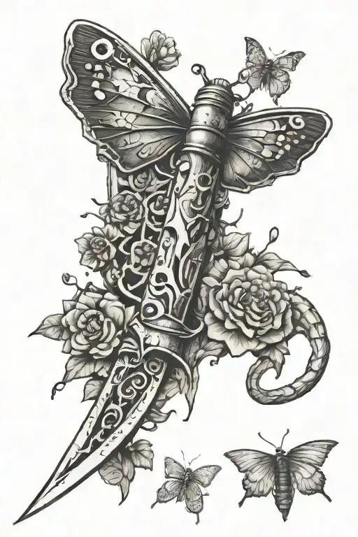 The Last Of Us Moth And Switchblade Knife Surrounded By Fungus