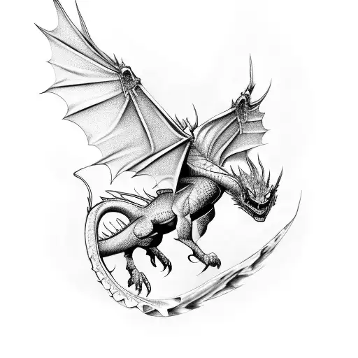 Harry Potter Dragon Flying Straight Up Open Wings