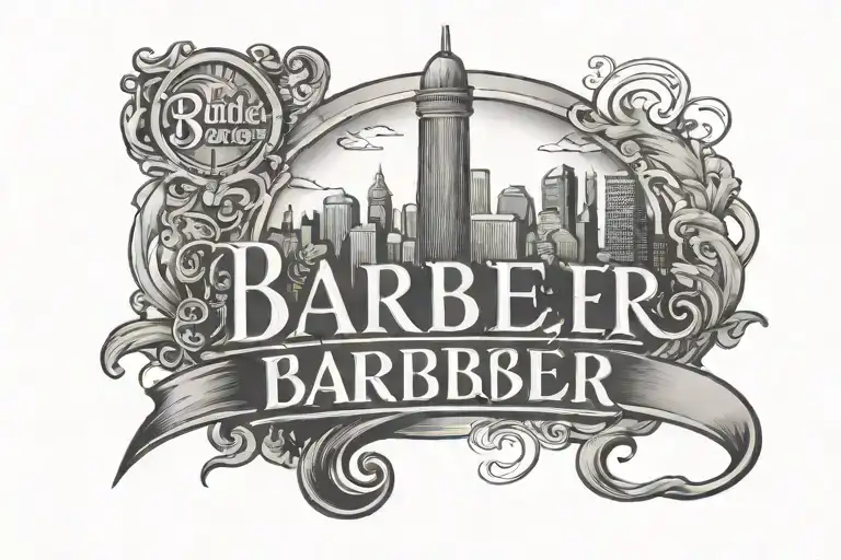 The Word Barber With The Kansas City Skyline