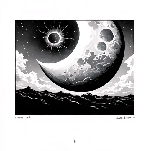 Heaven On Earth With Moon And Sun