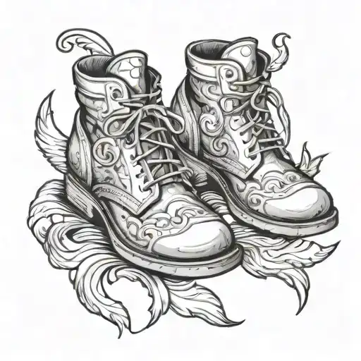 Grand Father And Leather Shoes Surrounded