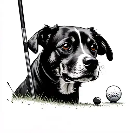 Dog Golfing Wearing