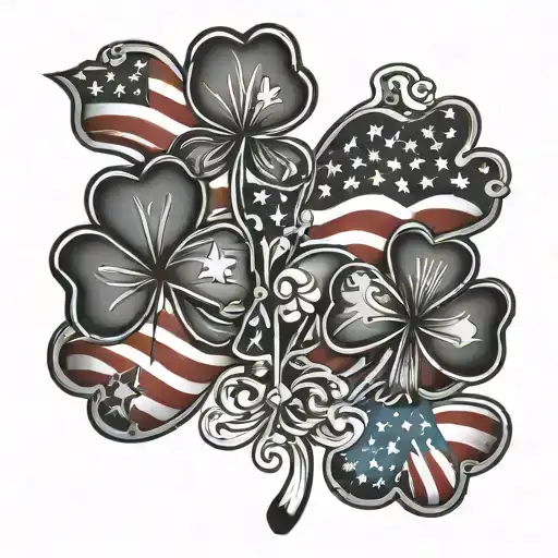 Irish Shamrock And American Flag Intertwined