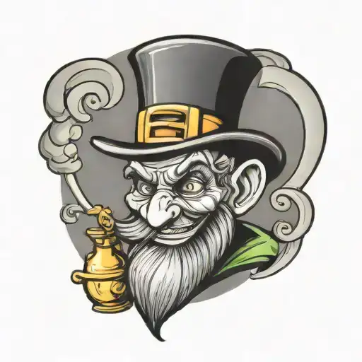 Evil Leprechaun With Pot Of Gold