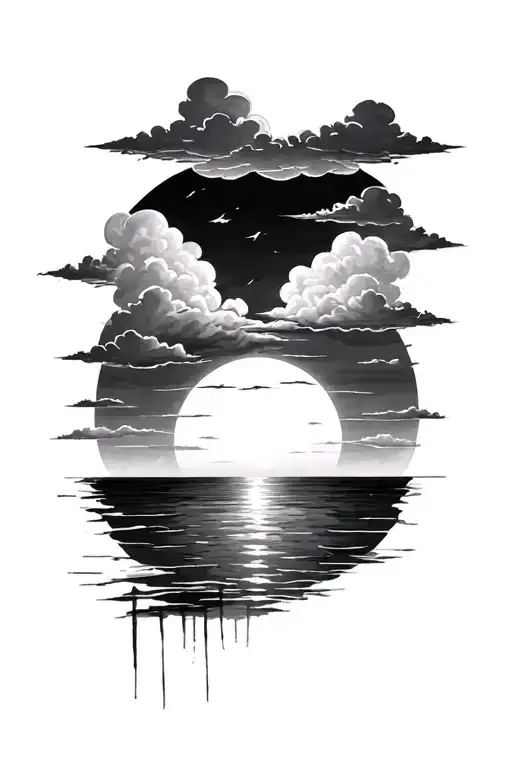 Realistic Sunset With Sunrise And Clouds