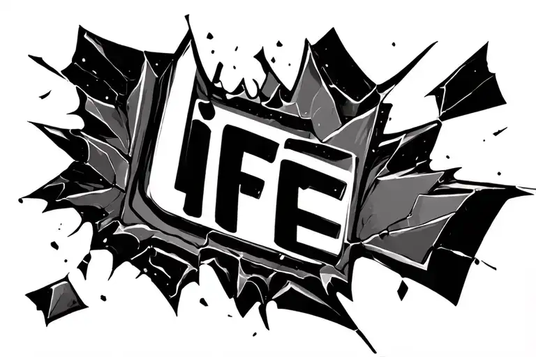 Word Life Block Letters Shattered Like Glass