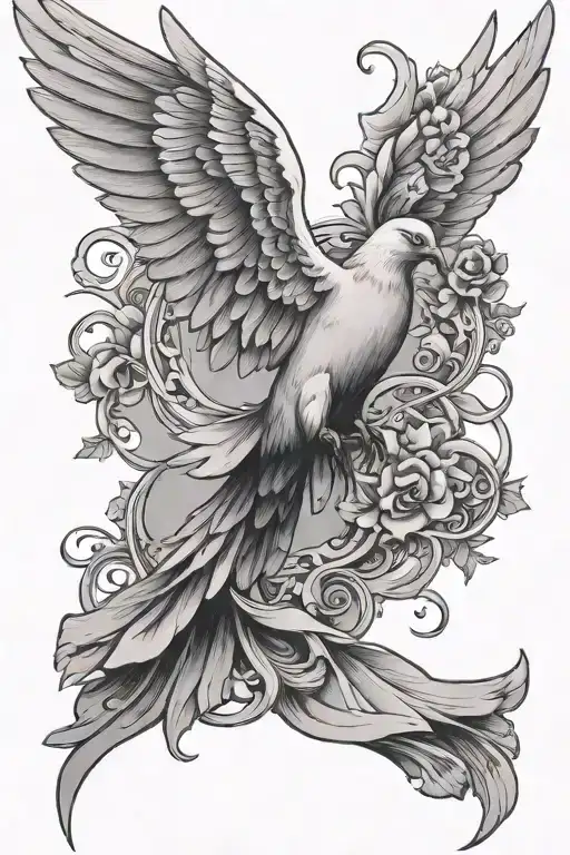 Angle With A Dove Flying Around