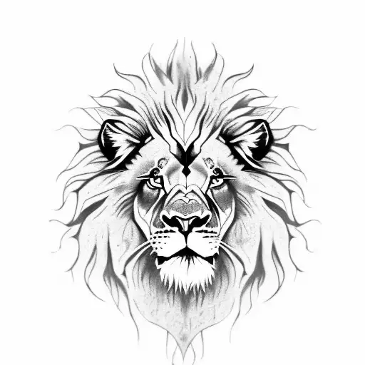 Lion Head With Purple Eyes