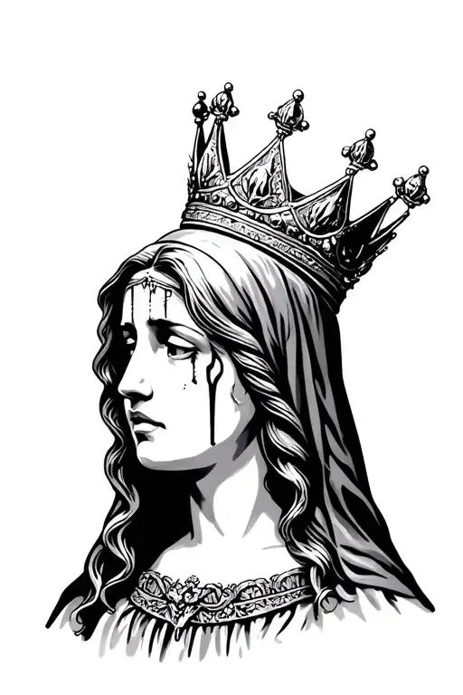 Virgin Marry Crying Wearing Crown