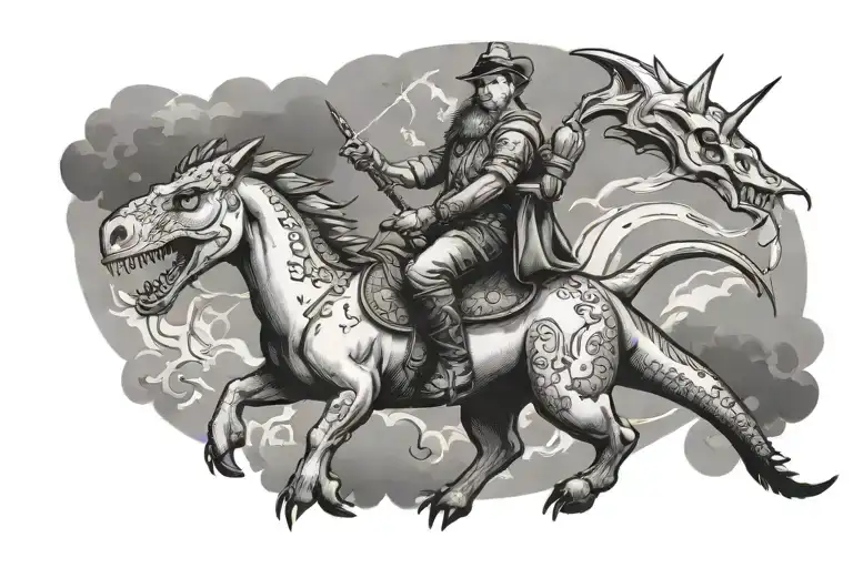 Dinosaur Riding An Unicorn Full Body