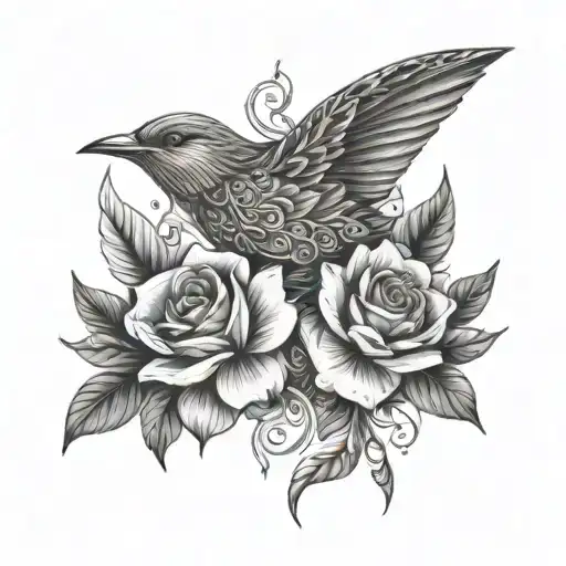 A Kink-inspired Floral Design With Hidden Bird Motifs