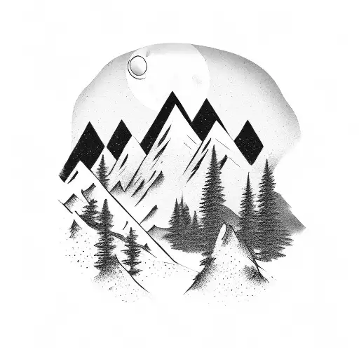 A Backpacker Silhouette Surrounded By Mountain Landscapes